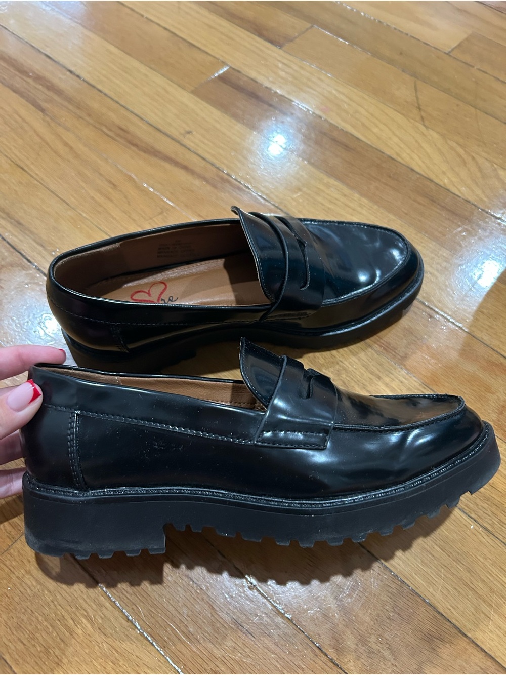 Black Women's Lug Sole Penny Loafers